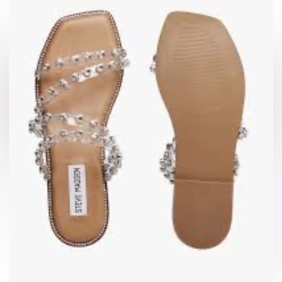 Steve Madden Clear and Tan Crystal Sandals New Without Tags - Picture 1 of 8